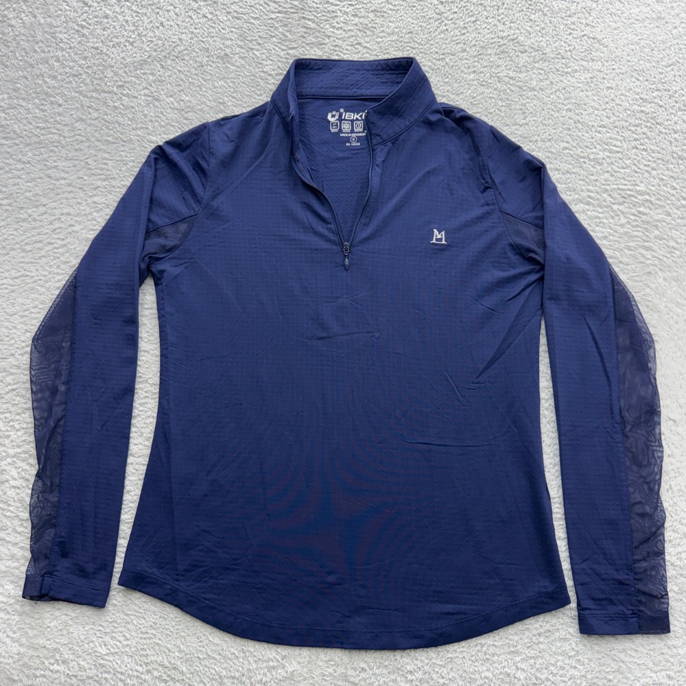 IBKÜL Womens Navy Blue IceFil UPF 50+ Quarter Zip Mesh Sun Shirt Small IBCOOL